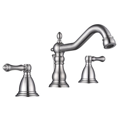 Yescom Retro 3 Hole Bathroom Faucet Widespread Mixer Taps for Undermount Sink w/Drain Nickel Brushed Nickel