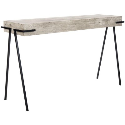 Lux Transitional Black & White Rectangular Console Table with Iron Legs