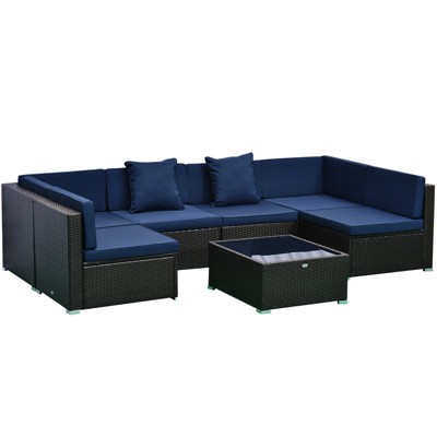 Outsunny 7-Piece Outdoor Patio Furniture Set with Modern Rattan Wicker, Perfect for Garden, Deck, and Backyard