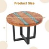 Costway 24" Round Teak Wood End Table with Epoxy Resin Tabletop Mahogany Base for Patio - 3 of 4
