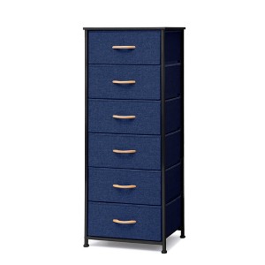 Pellebant Vertical Dresser for Bedroom 6 drawer Storage Tower Steel Frame Wood Top Easy Pull Non-woven Fabrics Drawer - 1 of 4