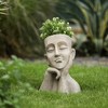 LuxenHome Speckled Beige MgO Thoughtful Bust Head Planter - image 2 of 4