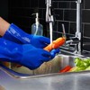 Juvale 2 Pairs Heavy Duty Rubber Cleaning Gloves for Kitchen, Dishwashing, Reusable and Cotton Lined (Small Size, Blue) - 2 of 4