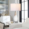 27.5" Modern Art Glass Table Lamps Set of 2, Touch Control Bedside Lamps with USB Ports, 3-Way Dimmable, White Drum Shade – Cuddlewood - 3 of 4