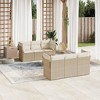 vidaXL Patio Sofa Set with Cushions Outdoor Furniture 7 Piece Poly Rattan - Beige and Cream - 2 of 4