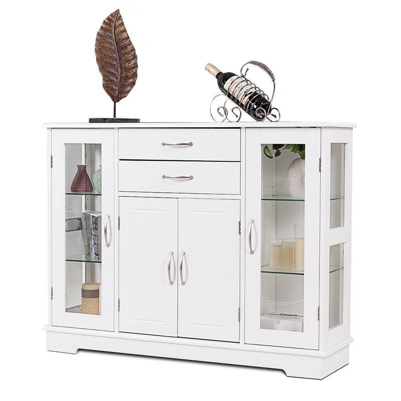Costway Buffet Storage Cabinet Console Cupboard W/Glass Door Drawers Kitchen Dining Room, 1 of 11