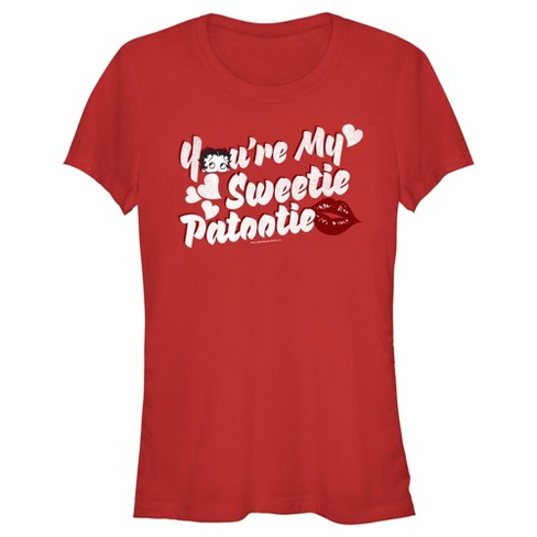 Junior's Women Betty Boop You're My Sweetie Patootie T-Shirt - Red - 2X  Large