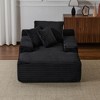 Oversized Chaise Lounge Sofa, Plush Corduroy Upholstered Sleeper Sofa Daybed with 3 Throw Pillows and Wide Armrest for Living Room - 2 of 4