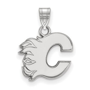 Black Bow Jewelry 10k White Gold Calgary Flames NHL Small Pendant - 1 of 3