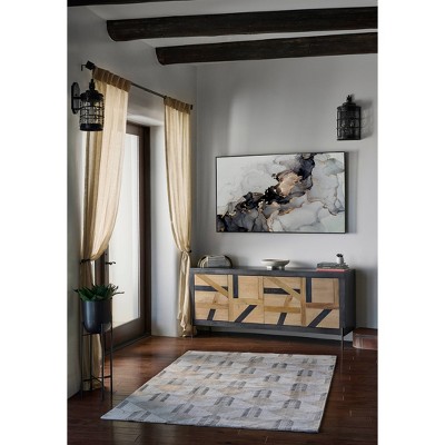Charcoal Geometric Wool and Synthetic Rectangular Rug 5'1" x 7'7"