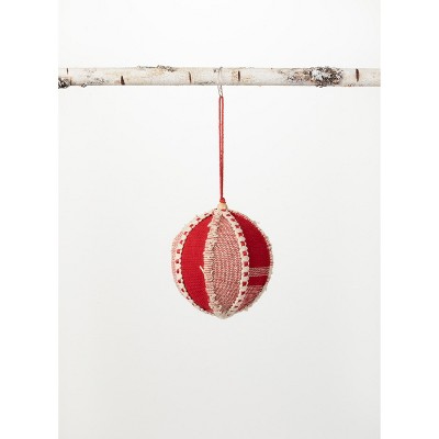 Sullivans Fabric Ball Ornament 5"H Red & Brown