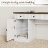 Wooden Home Office Desk with Charging Station – 60" Fluted Executive Desk with File Drawers for Study Room - 3 of 4
