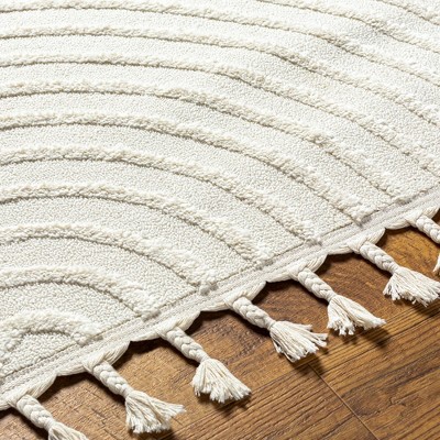 Kyra Cream Geometric Synthetic Area Rug 3'11" x 5'7"