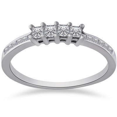 Pompeii3 3/8ct Princess Cut Diamond Wedding Ring 14K White Gold