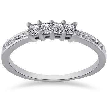 Pompeii3 3/8ct Princess Cut Diamond Wedding Ring 14K White Gold