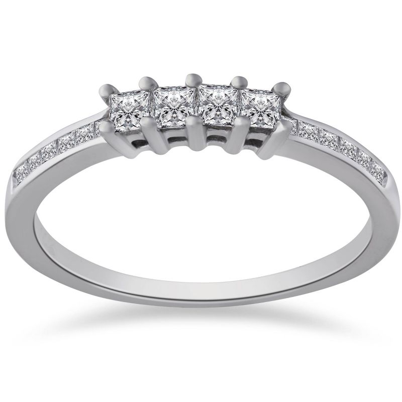 Pompeii3 3/8ct Princess Cut Diamond Wedding Ring 14K White Gold, 1 of 5