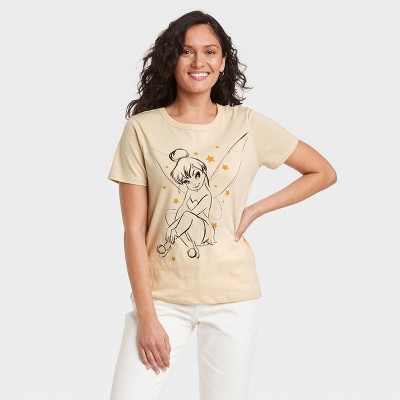 Women&#39;s Disney Tinkerbell Short Sleeve Graphic T-Shirt - Tan M