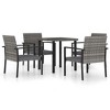 vidaXL Dining Set Grey Poly rattan 5 Piece Set Light Weight Dining Set - 2 of 4