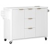 Bella Depot 55.5" Fluted Kitchen Island with Drop Leaf, Power Outlet, Rolling Kitchen Cart with Faux Marble Top, Adjustable Shelves - 2 of 4