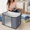 Attop 4-Pack Foldable Storage Bags 60L - Thick Fabric Wardrobe Organizers with Handles & View Window for Blankets, Clothes, Quilts (Gray) - 3 of 4