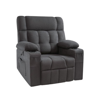 Manual Recliner for Adults,Classic Overstuffed Reclining Chair with Cup Holders,Side Pockets
