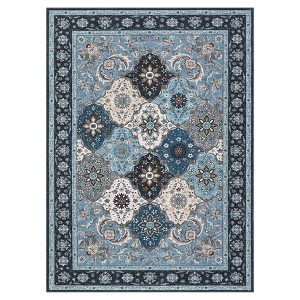 Washable Vintage Oriental Rug Non Slip Low Pile Rug Soft Throw Floor Cover Foldable Indoor Carpet for Living Room Bedroom Nursery - 1 of 4