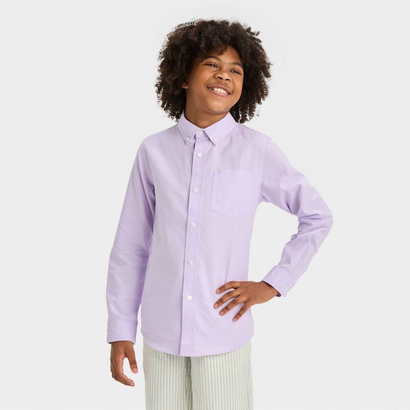 Boys' Long Sleeve Oxford Button-Down Shirt - Cat & Jack™, 1 of 5