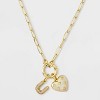14K Gold Dipped Cubic Zirconia Puffy Heart Charm Initial Necklace - A New Day™ Gold - 2 of 4