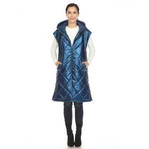 White Mark Women's Metallic Long Puffer Vest - 1 of 4