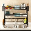 1 piece countertop dish storage drain rack retractable kitchen sink rack dish rack drain rack black kitchen storage rack - 4 of 4