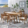 Christopher Knight Home Tamaron Outdoor Acacia Wood Expandable 7 Piece Dining Set with Cushion, Teak and Cream - 2 of 4
