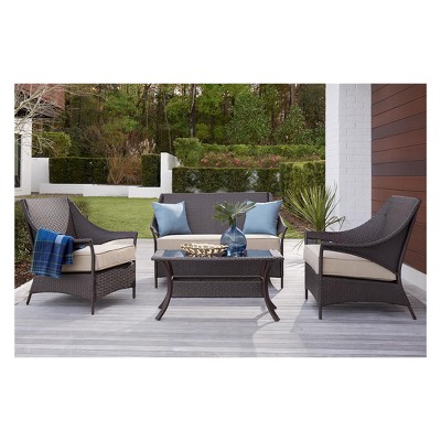 Cosco Lakewood Isle 2pc Resin Wicker Coffee Table Love Seat