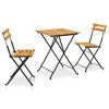 vidaXL Bistro Table And Chair Brown and Black Solid Acacia Wood Medium - 2 of 4
