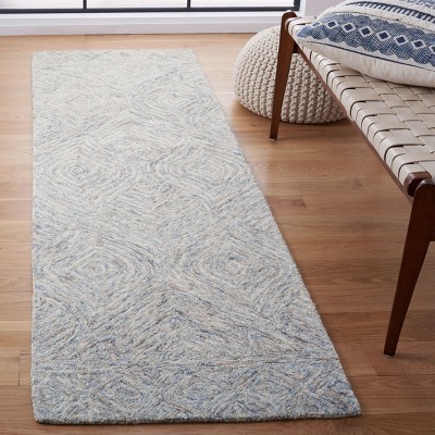 Beige and Gray Hand-Tufted Wool Ikat Runner Rug