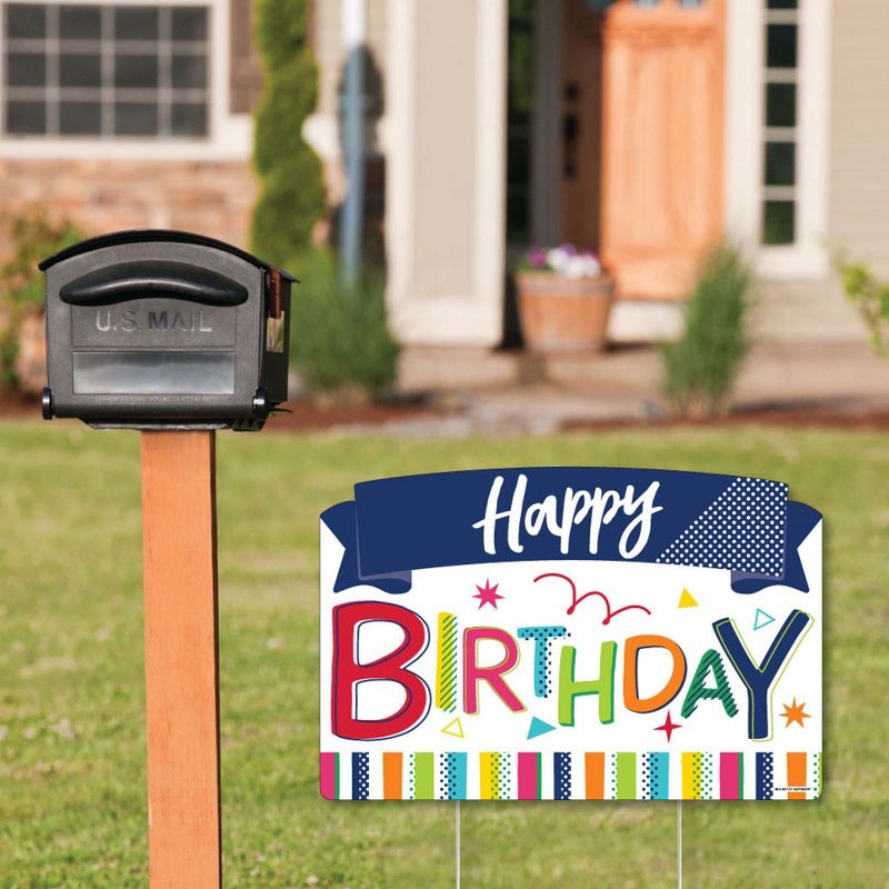 Big Dot of Happiness Cheerful Happy Birthday - Birthday Party Yard Sign Lawn Decorations - Happy Birthday Party Yardy Sign, 2 of 8