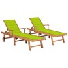 vidaXL Sun Lounger Set of 2 Teak Fine sanded teak hardwood Standard - 2 of 4