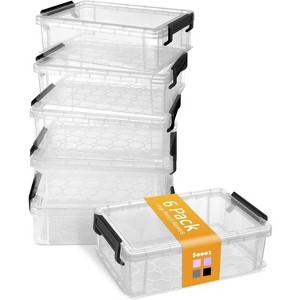 Paaaawaters 6 Pack Extra Large Pencil Box, Plastic Pencil Case Crayon Box, Clear Marker Organizer Plastic Containers with Lid - 1 of 4