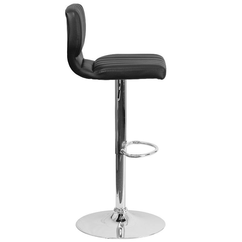 Merrick Lane Set of Two Swivel Bar Stools with Vertical Stitched Back and Adjustable Chrome Base with Footrest, 6 of 9