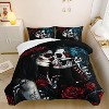 Hachikiko Gothic Skull & Red Rose 3D Print Comforter Set - Edgy Bedroom Decor for Teens & Adults - 4 of 4