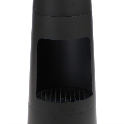 49-Inch Black Steel Wood-Burning Chiminea with Log Storage