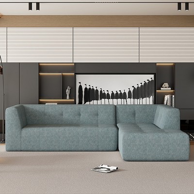 112.2"W Modern Minimalist L-Shaped Sofa, Chenillie Upholstered Modular Free Combination Sofa Set - ModernLuxe