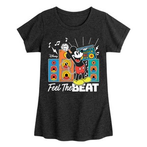 Girls' - Disney - Mickey Feel The Beat Fitted Short Sleeve Graphic T-Shirt - 1 of 4