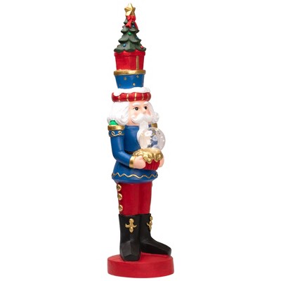 Traditional LED Lighted Nutcracker Soldier with Christmas Tree - 32" - Red, Blue, and Gold