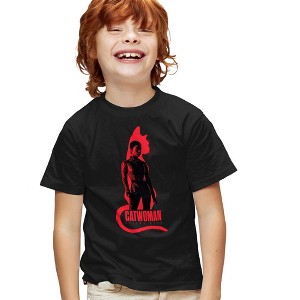 Boys' Short Sleeve the Batman Selina Kyle Cat Silhouette T-Shirt - 1 of 4