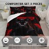 Hachikiko 3Pcs Panther Comforter Set Full Size - Vibrant Red Rose Leopard Print Bedding, Modern Animal Theme for Women & Couples - 4 of 4