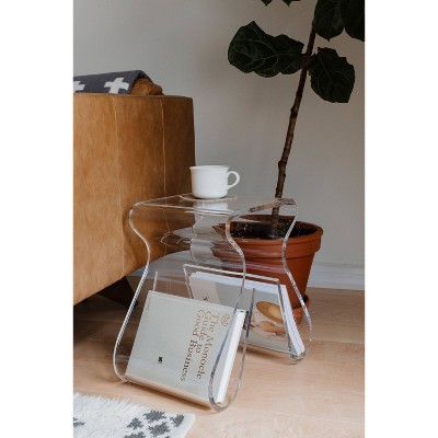 Clear Acrylic Rectangular Side Table with Storage