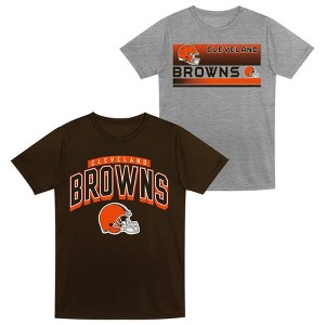 NFL Cleveland Browns Toddler Boys' Gray 2pk T-Shirt - 1 of 3