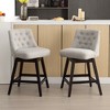 Beautyolove 26 in. Grey Fabric Upholstered Counter Height Bar Stool Swivel Counter Stool with Solid Wood Frame (Set of 2) - 2 of 4