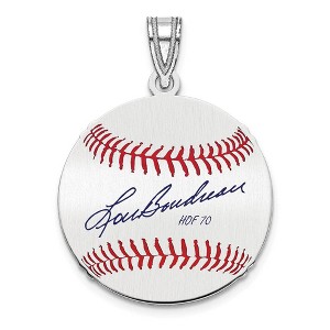 Black Bow Jewelry Sterling Silver Lou Boudreau Signature SM Enamel Baseball Pendant - 1 of 4