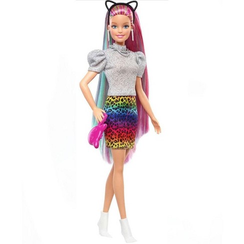 Barbie Leopard Rainbow Hair Doll : Target